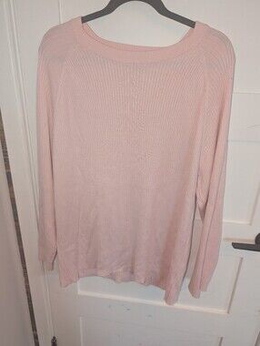 Brunette The Label Light Pink Women's Ribbed Long-Sleeve Sweater